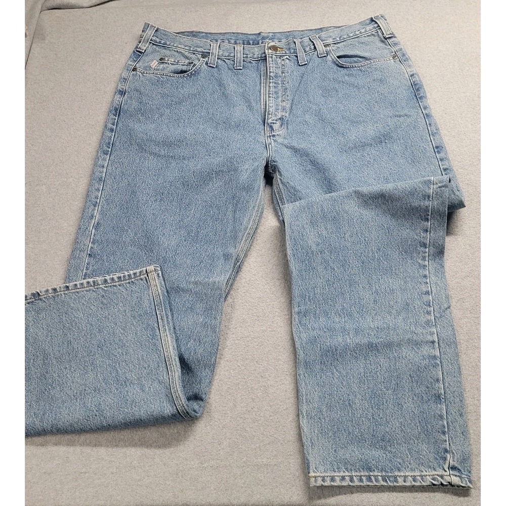 Carhartt Mens Relaxed Fit Straight Leg Light Wash Blue Denim Jeans Size 40x30